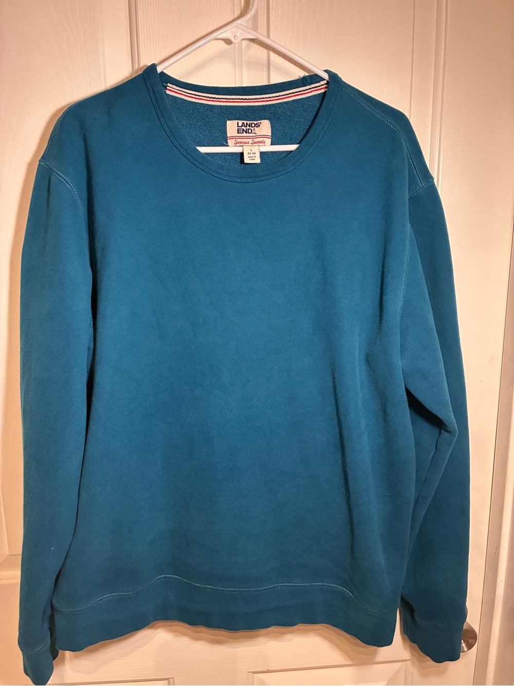Lands' End Men's Serious Sweats Crewneck Sweater in Teal - Large